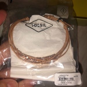 Fossil leather bracelet with beads